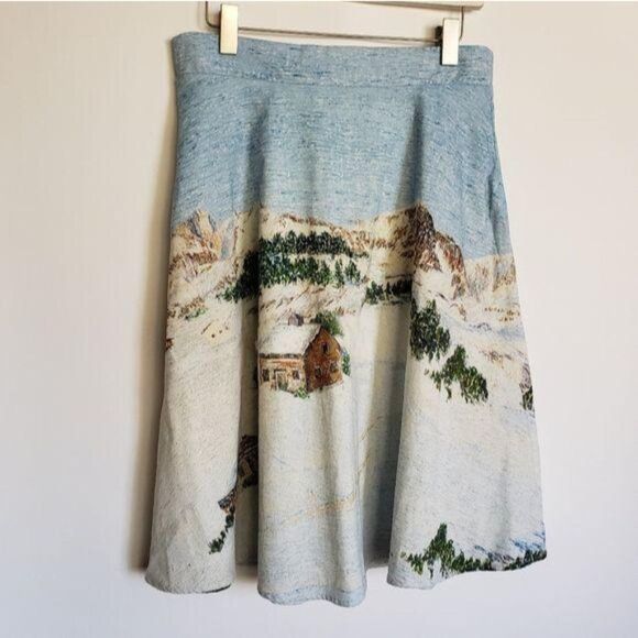 Corey Lynn Carter Wonderland A-Line Midi Skirt Winter Snow Scenery Size Small - Picture 6 of 12